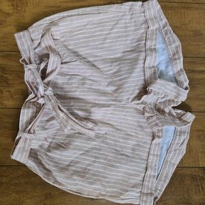 Pink and White Striped Shorts with Bow